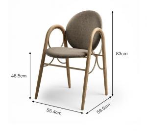 China Customized Size Hotel Restaurant Furniture  Metal Solid Wood Fabric Dining Chair factory