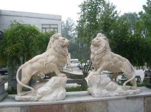 China wholesales nature stone lions/ travertine sculpture factory
