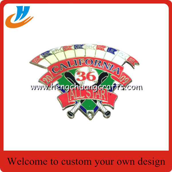 Custom design baseball badge soft enamle with epoxy baseball lapel pin