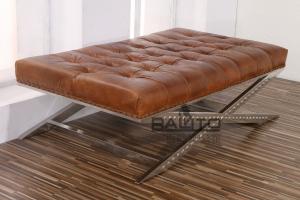 China classical old style antique rectangle leather ottoman on sale
