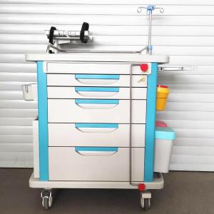 China ABS  Full Drawer Emergency Crash Cart Hospital Trolley IV Pole Cpr Board factory
