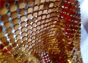 China 4mm Sparkly Metal Mesh Fabric Curtains Gold For Hotel Or Restaurant Decoration factory