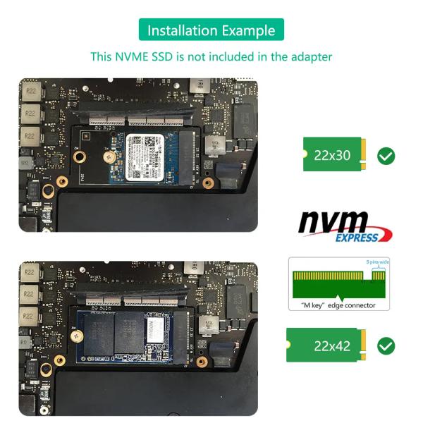 NGFF M.2 NVMe Key M 2230/2242 Type Adapter for Macbook A1708 Model