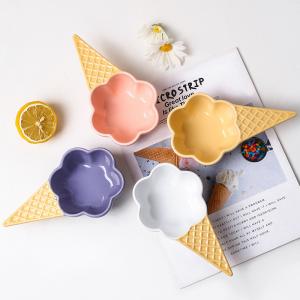 China Creative Ceramic Dessert Bowls Ice Cream Shape For Snacks Breakfast factory