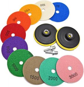 China 13 Packs 4 Inch Diamond Polishing Pad 1500 Grit For Marble factory