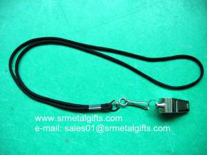 China Sports metal whistle with rope strap for sale, cheap steel whistles factory