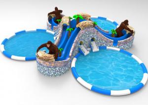 China Orangutan Pool Water Slide Bounce House , Water Park Large Inflatable Water Slides factory