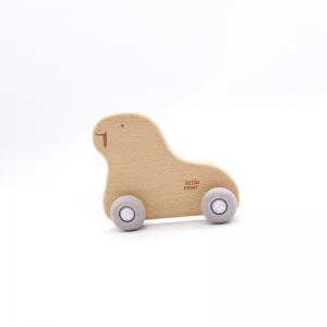 China Fox Car Shape Wheelie Wooden Silicone Teether For Toddler OEM Service factory