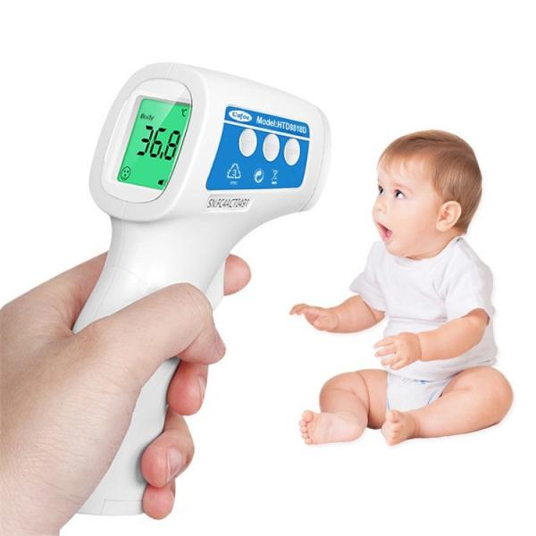 Blue White Digital Thermometer With Probe Avoid Touch Skin Battery Operated