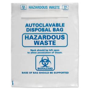 China Clear 138 Degree PP Disposal Biohazard Waste Bag With Autoclave Indicator factory