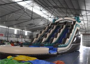 China Colored Fire Retardant Commercial Inflatable Giant Slide With Pool factory