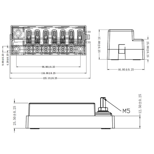 Marine 6 Circuit 12 Volt 30 Amp Universal Automotive Fuse Block Holder Box For Boats