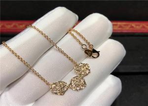 China Rose Design 18K Gold Diamond Necklace For Wedding Anniversary Party on sale