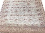 47 Inch Pink Embroidered Heavy Beaded Lace Fabric By The Yard With Scalloped