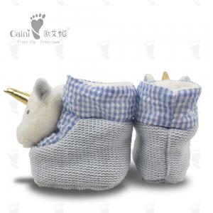 China Safty Soft Infant Warm Shoes Blue Cute Unicorn Shoes Plush Animal factory