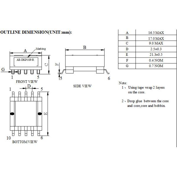 Singlephase EFD High Frequency Transformer SMD Type PC40 Core Grade