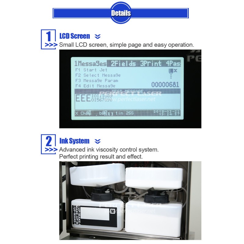 White Industrial Inkjet Printer Inkjet Coding Machine One Touch Start Stop Operation