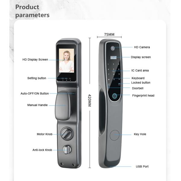 Security App Door Lock Grey Smart Door Lock With Camera