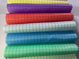 China 100% Polyester Antistatic Conductive Fabrics Stripe Anti-Static Esd Poly Twill Grid Fabrics For Uniforms factory