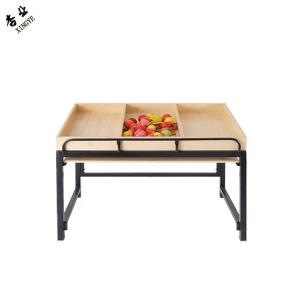 China Wood Fruit And Vegetables Display Rack Multi Functional Double Sided factory
