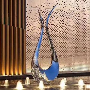 China Hotel Entrance Pool Abstract Mirror Decorative Metal Sculpture Fountain factory
