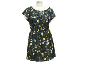 China Short Sleeve Floral Maxi Dress , 100 Polyester Maxi Dress With Sleeves Swimwear Style factory
