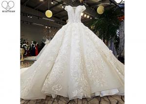 China Luxury Bridal Ball Gowns Off Shoulder Sweetheart Lace Long Tail Crystal Beading on sale