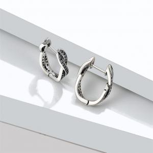 China 0.5in 1.7g Braided Hoop Earrings Twist Brincos Sterling Silver Studs Party ODM on sale