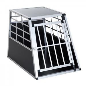 China Lockable MDF Heavy Duty Aluminum Dog Travel Box For Large Dog Car Transport Cage factory