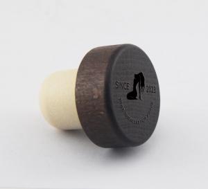 China Engraved Logo Wood Bar Top Cork Synthetic Glass Bottle Stopper for Liquor and Cosmetics factory