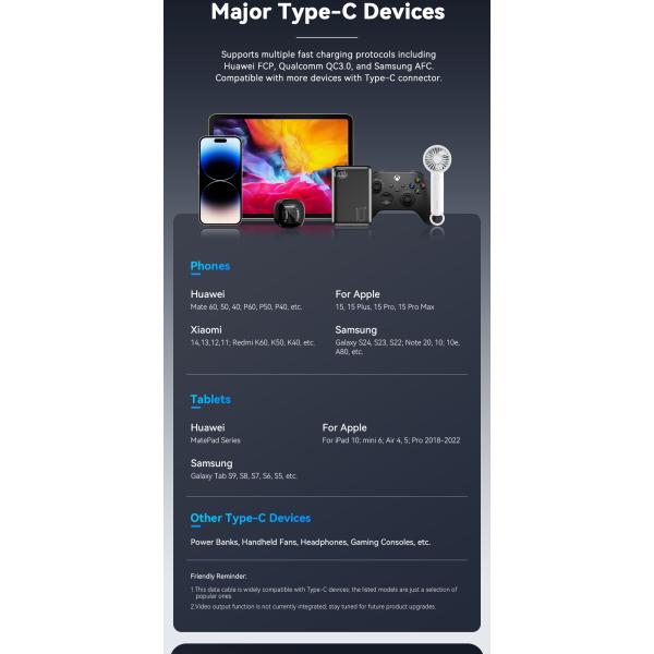 Essager USB A To C Cable USB C Charging Cord 60W 1m 2m 3m