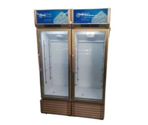 China Double door refrigerator commercial freezer fresh drink freezer vertical beer freezer factory