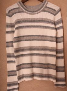 China Grey And Pink Ladies Striped Sweaters 100% Acrylic Soft Touch factory
