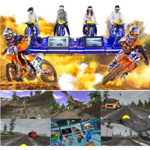 Black Red 9D VR Motorcycle Racing Simulator With 4 Racing Games