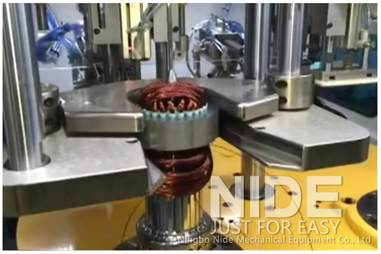Four working station automatic stator winding and coil inserting machine