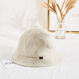 China Winter Unisex Terry Cloth Soft Fabric Bucket Hat Cream Color factory