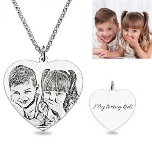 China 0.88in 3 Gram Custom Silver Necklaces Sterling Silver Photo Engraved Necklace ODM on sale