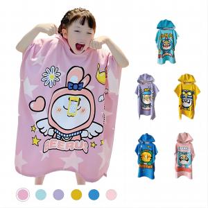 China Soft Microfiber Beach Towel And Bathrobe Poncho For Kids factory