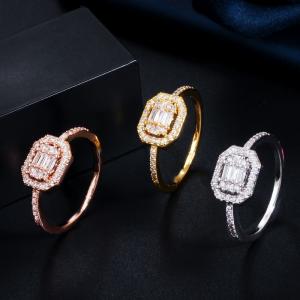 China Princess Tiara Crown Sparkling Love Heart CZ Rings for Women Engagement Jewelry Square  CZ Ring Jewelry factory
