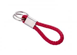 China 10mm PU Braided Leather Key Chains Debossing Logo Car Key Ring Holder factory