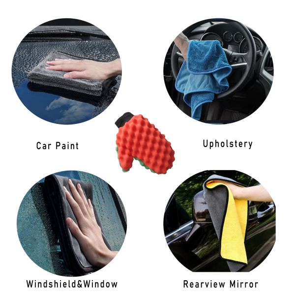 24x18cm Polyurethane Sponge Bumpy Surface Multi Color Microfiber Dusting Gloves