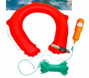China Throw Over Water Rescue 0.6kg Inflatable Lifebuoy Horseshoe Life Ring With Rescue Rope factory