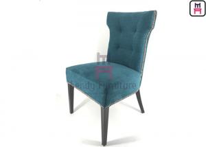 China Blue Velvet Armless Hotel Restaurant Chairs Metal Base Customized With Brass Nail factory