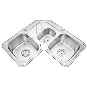 China Portable Three Bowl Stainless Steel Sink 30 Inch Above Counter For Kitchen on sale