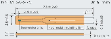 Fast Response NTC Thin Film Thermistor Sensor For Battery Pack 10K 3435 MF5a-6 Series
