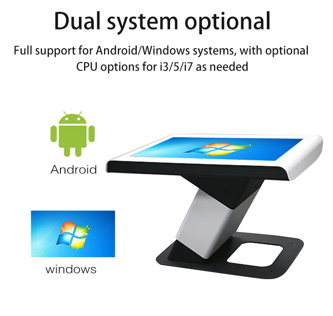 Z Shaped Irregular Smart Screen Touch Table Multimedia AIO Touch Screen Coffee Table