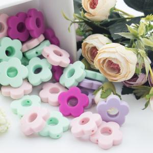 China Flower Holes Silicone Teething Bead 4.5cm For DIY Pacifier Clip Chew Necklace on sale