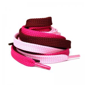 China 100% Polyester Flat Shoe Laces Rope Pink Shoelaces Bulk Customized on sale
