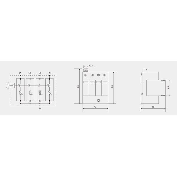 AC Type 2 Three Phase Lightning Proof Surge Protector 20kA / 4P Power Supply SPD