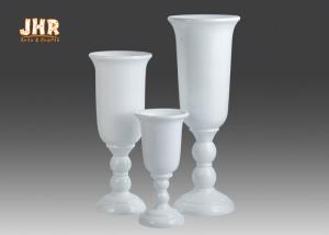 China Wine Cup Design Glossy White Fiberglass Planters Floor Vases Large Planters factory